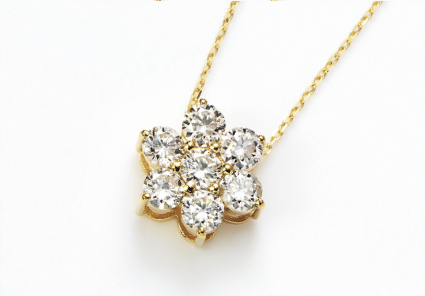 K18YG ダイヤモンドペンダント D:計0.5ct チェーン40㎝ 123649