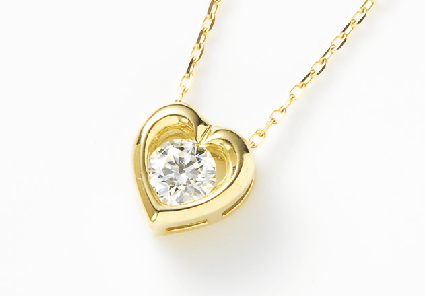 K18YG ダイヤモンドペンダント D:0.1ct N-VS2/鑑定書付き チェーン40㎝ 124219