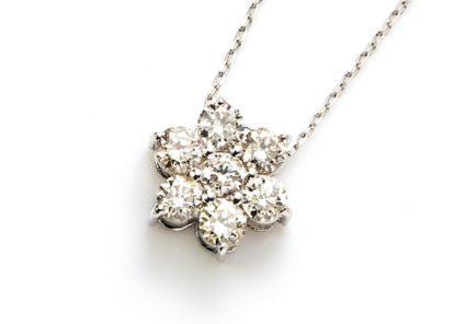 K18WG ダイヤモンドペンダント D:計0.5ct チェーン40㎝ 124862