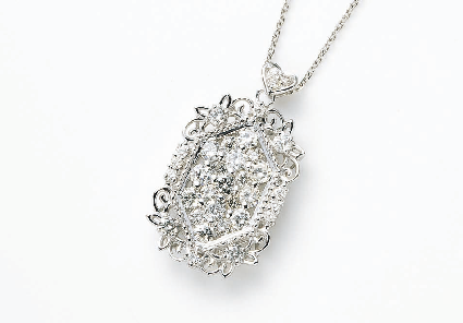 K18WG ダイヤモンドペンダント D:計1.0ct チェーン45㎝ スライド式 124965