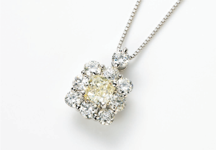 Pt ダイヤモンドペンダント 主石:1.01ct M-SI/鑑定書付き、脇石:計2.04ct チェーン45㎝ スライド式 128715