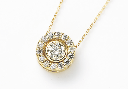K18YG ダイヤモンドペンダント D:計0.4ct チェーン40㎝ 131345
