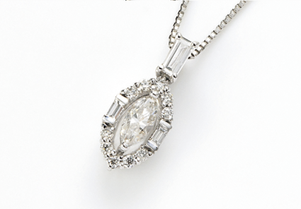 K18WG ダイヤモンドペンダント D:計0.27ct チェーン45㎝スライド式 134002